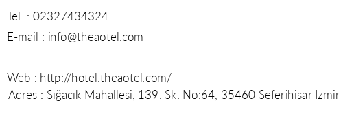 Thea Butik Otel & Restaurant telefon numaralar, faks, e-mail, posta adresi ve iletiim bilgileri